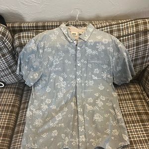 Blue floral vans button-up polo